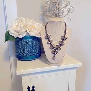 4 for$15 -Oversized brass jewelled teardrops necklace